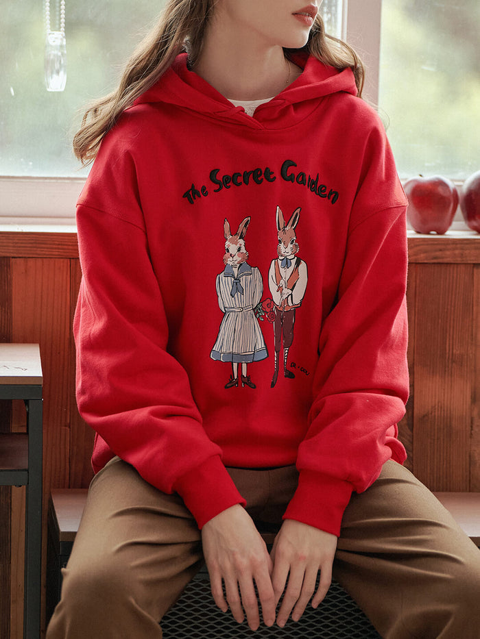 【Final Sale】Rabbit Embroidered 100% Cotton Hoodie