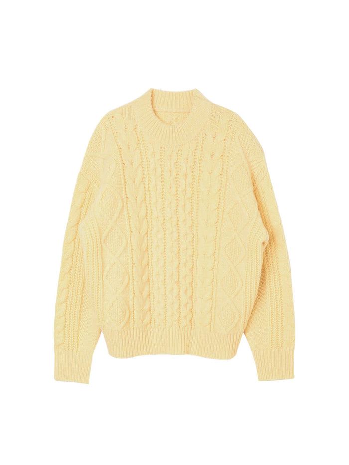 【Final Sale】Raina Cable Yellow Irish Knit Wool Sweater