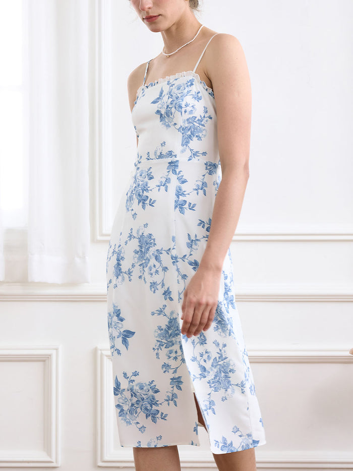 【Final Sale】Rhea Elegant Suspender Split Dress