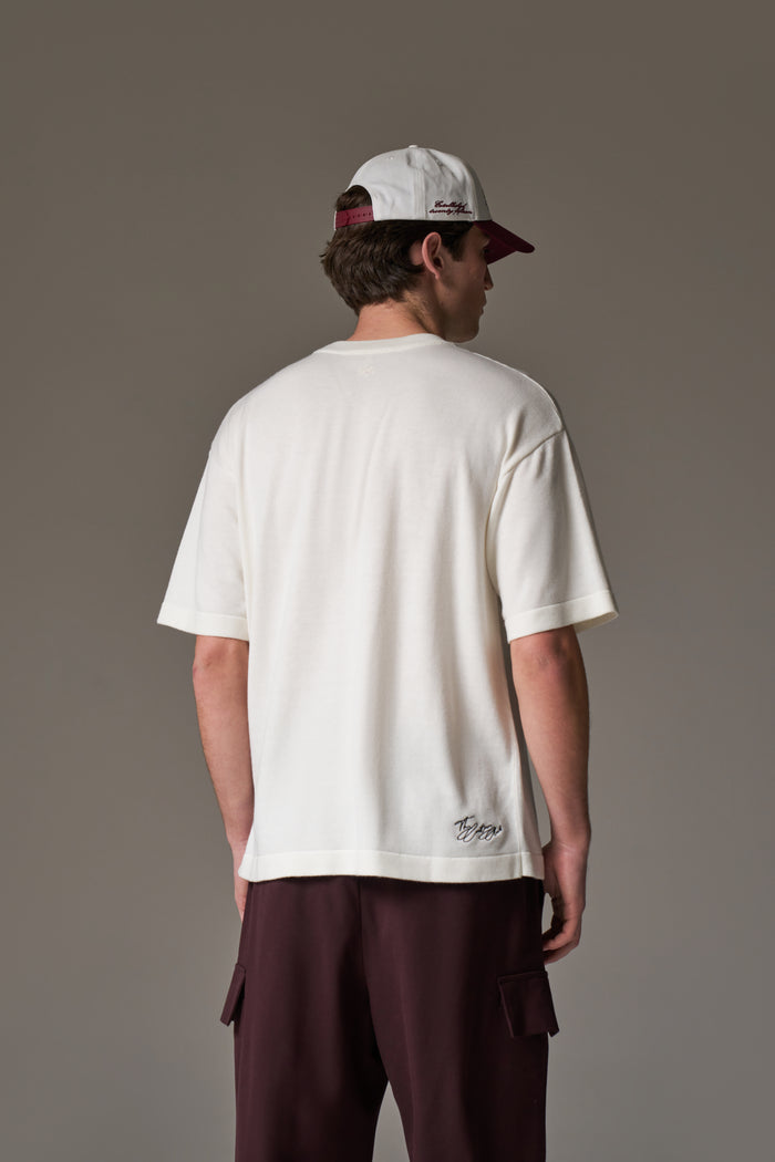 FINE GAUGE KNIT T-SHIRT - OFF WHITE
