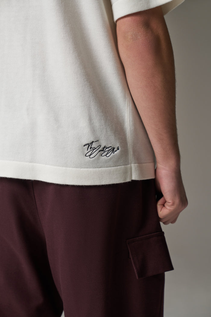 FINE GAUGE KNIT T-SHIRT - OFF WHITE