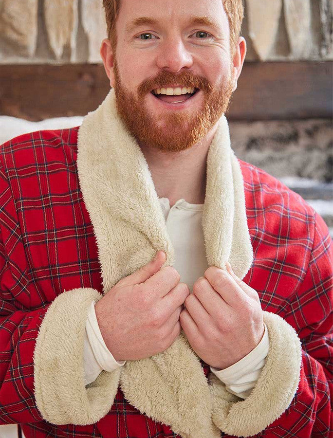 Fleece Lined Flannel Nightrobe #color_red-tartan