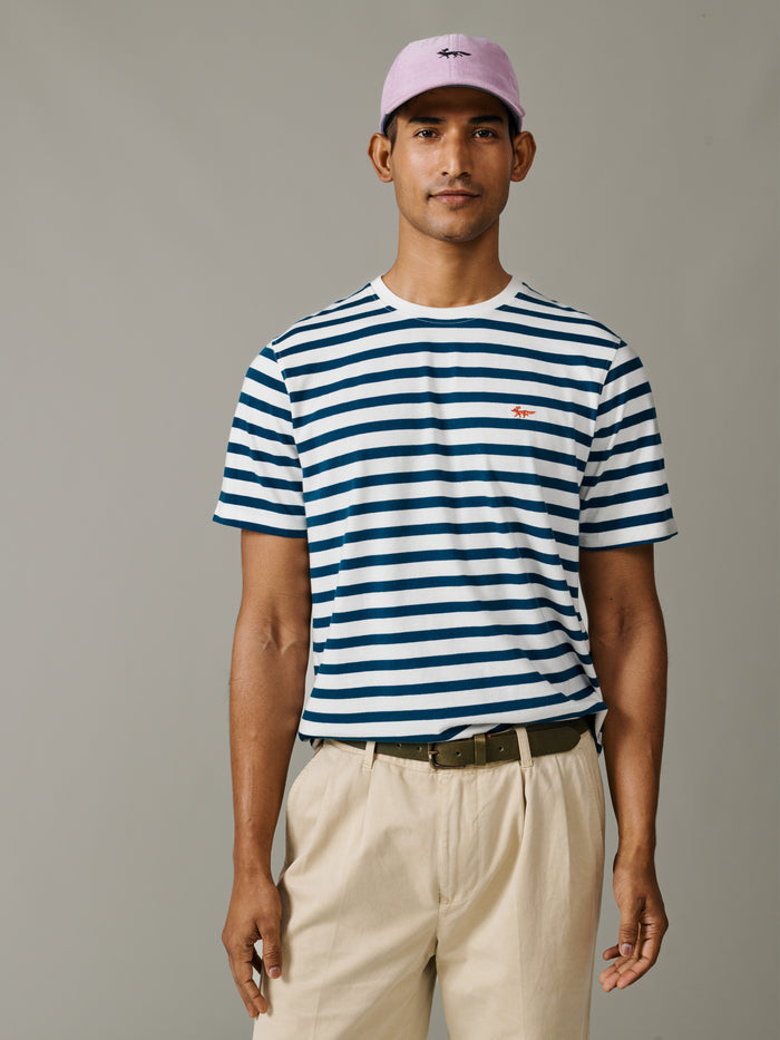 Aubin Teal Stripe Fore Striped Tee | Classic Tee