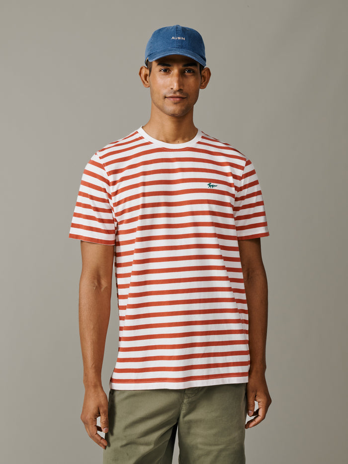 Aubin Red Stripe Fore Striped Tee | Classic Tee