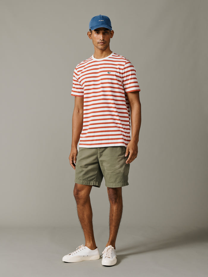 Aubin Red Stripe Fore Striped Tee | Classic Tee