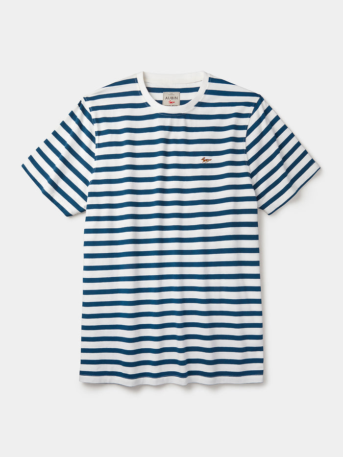 Aubin Teal Stripe Fore Striped Tee | Classic Tee