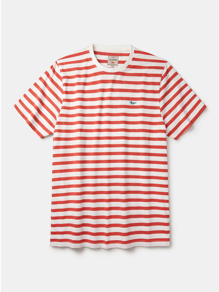 Aubin Red Stripe Fore Striped Tee | Classic Tee
