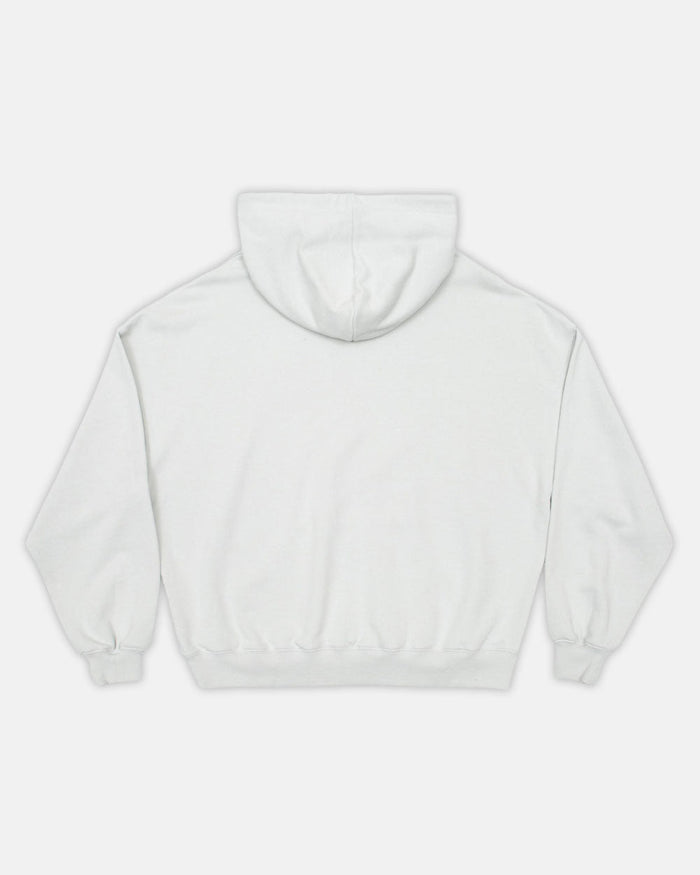 FORTUNE HOODIE PALE GREY - pale grey graphic print hoodie, back view - Cold Culture