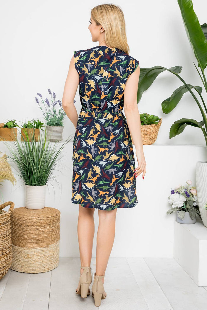 French Cafe Dress in Dino