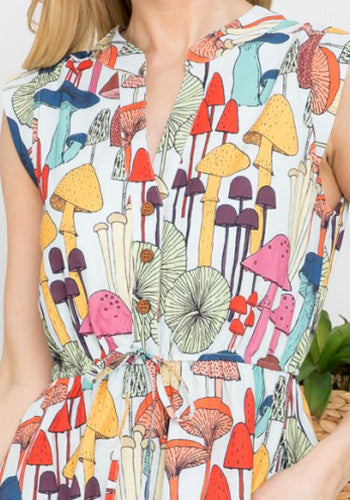 French Cafe Dress Multi Shrooms Plus