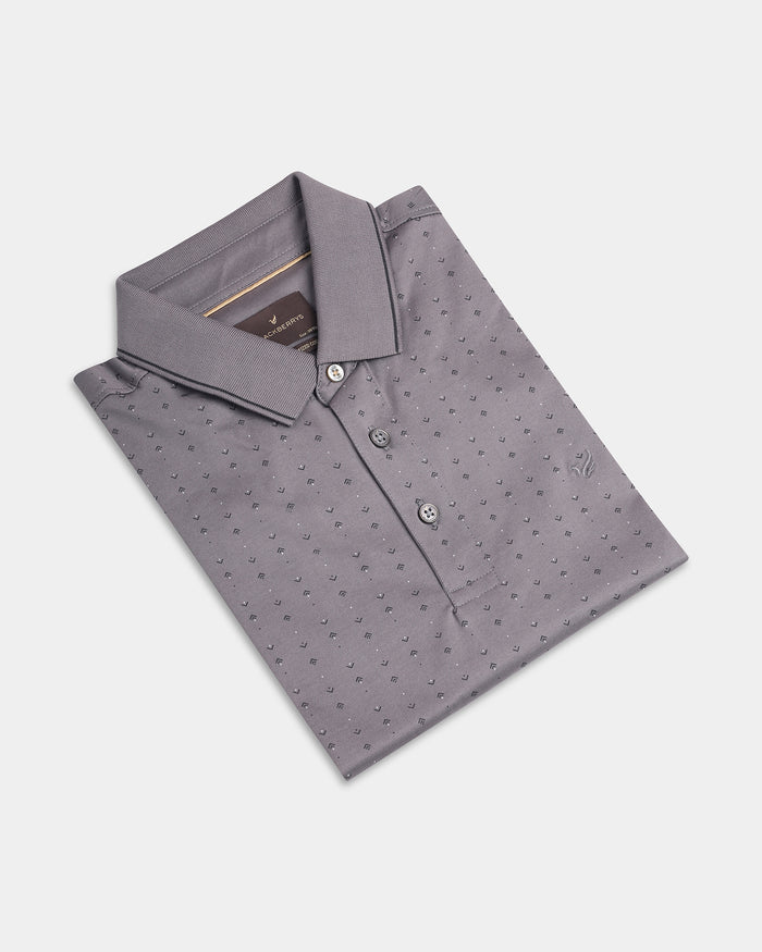Front Gray Printed Polo - Kima
