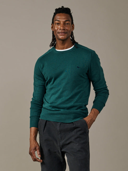 Aubin Green Fulney Cotton Cashmere Crew | Crew Neck