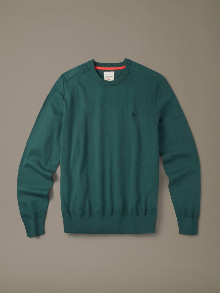 Aubin Green Fulney Cotton Cashmere Crew | Crew Neck