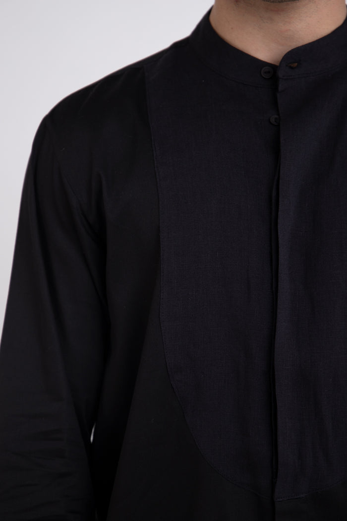Gaby Cotton Linen Black Shirt