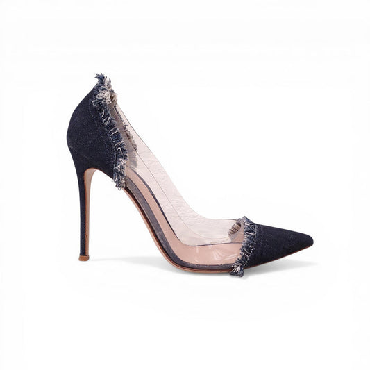 GIANVITO ROSSI DENIM & PVC HEELS - SIZE 40