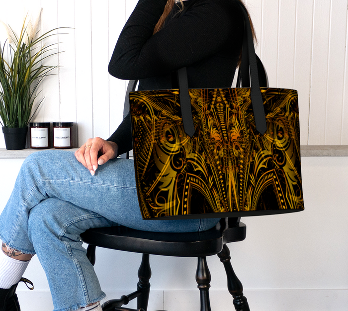 Golden Portal Vegan Leather Tote Bag