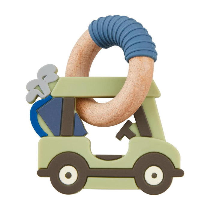 Golf Cart Wood & Silicone Teether - Green - Wee Bee Baby Boutique