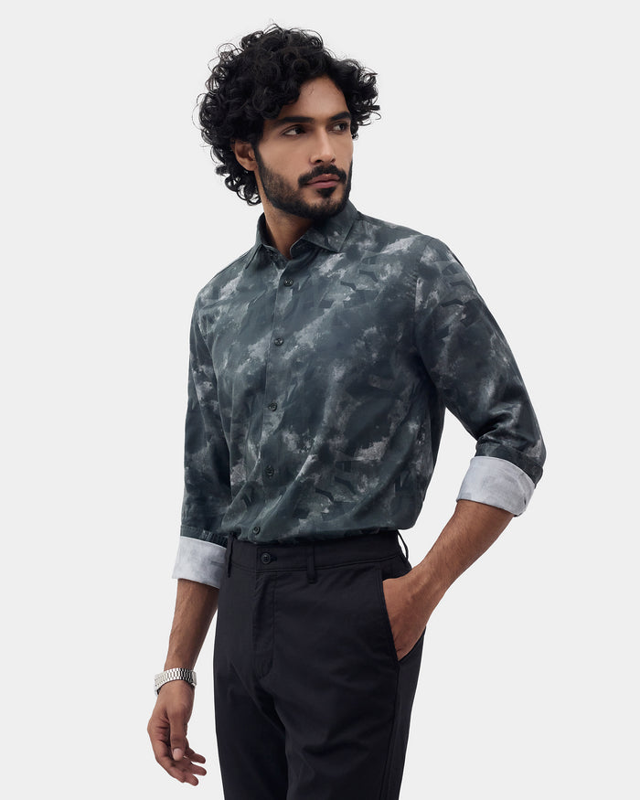 LONG SLEEVE INDIA FIT ALL OVER PRINT SHIRT
