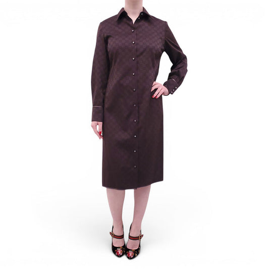 GUCCI BROWN GG LOGO SILK BLEND DRESS - SIZE 46