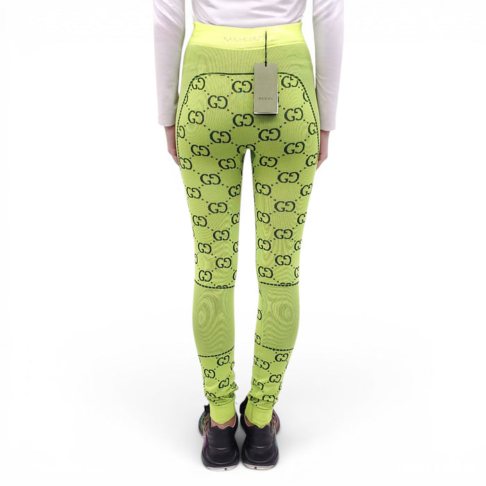 GUCCI NEON GREEN LOGO LEGGINGS - SIZE S