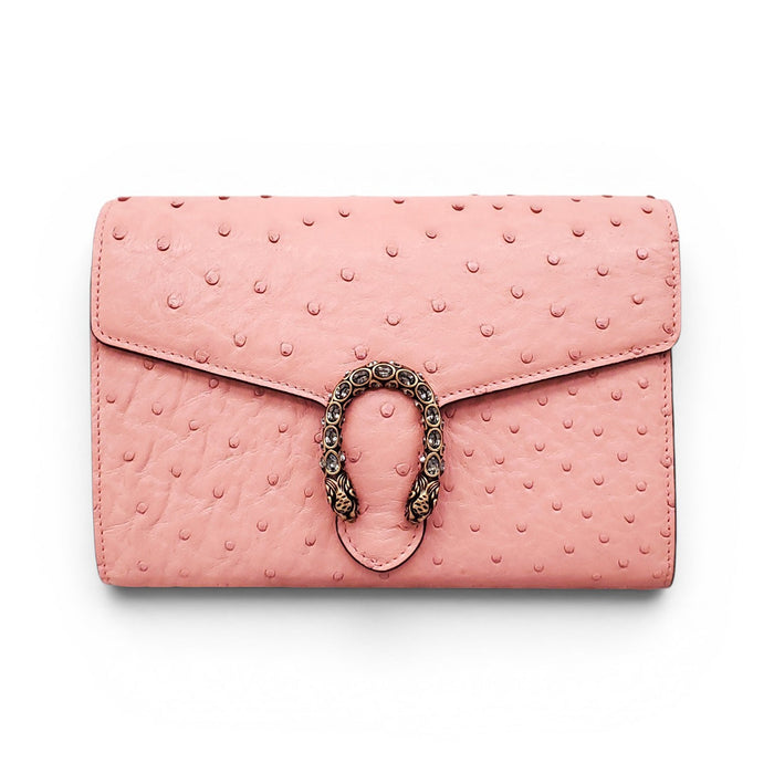 GUCCI PINK OSTRICH DIONYSUS BAG