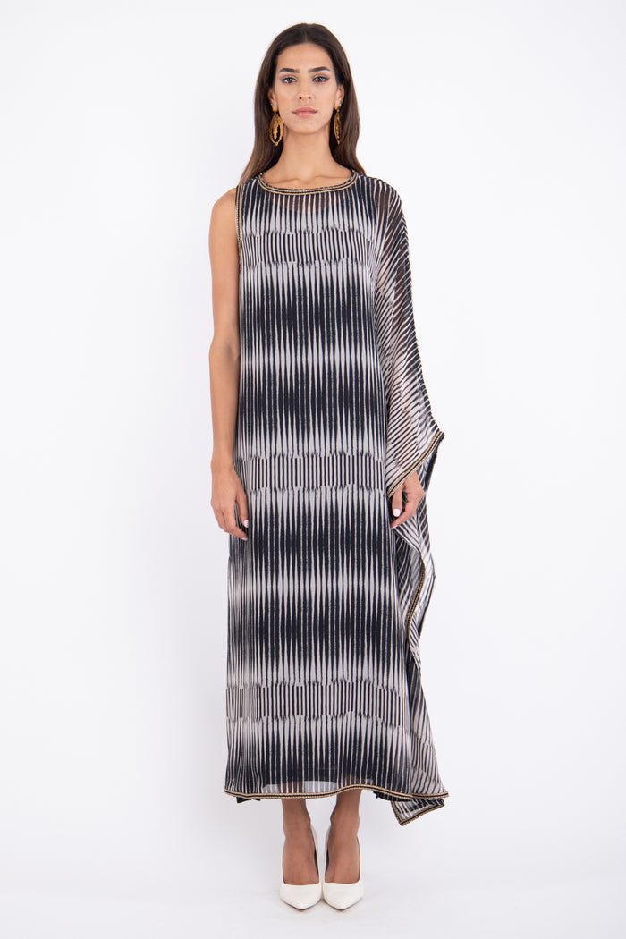 Haifa Viscose Black & White Striped Dress