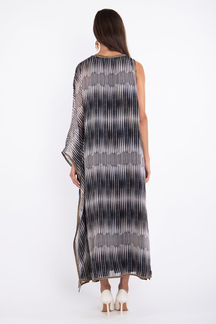 Haifa Viscose Black & White Striped Dress