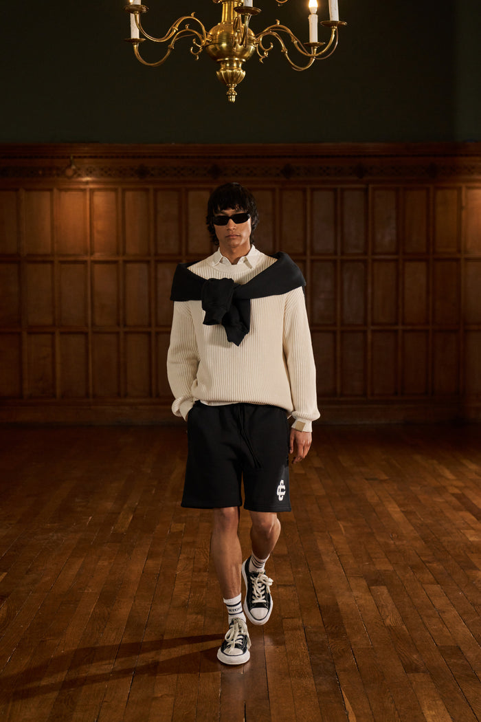 HEAVY WASHED RIBBED KNIT CREW - STONE