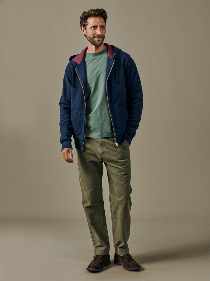 Aubin Navy Heslam Waffle Lined Hoody | Sweats