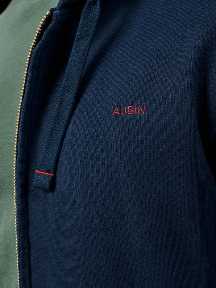 Aubin Navy Heslam Waffle Lined Hoody | Sweats