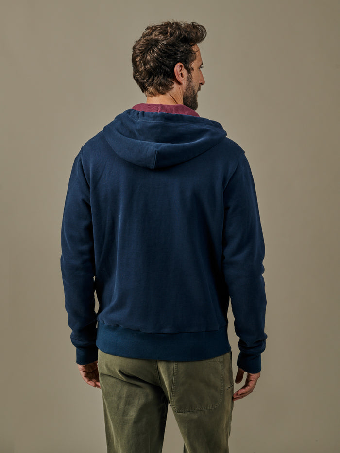Aubin Navy Heslam Waffle Lined Hoody | Sweats