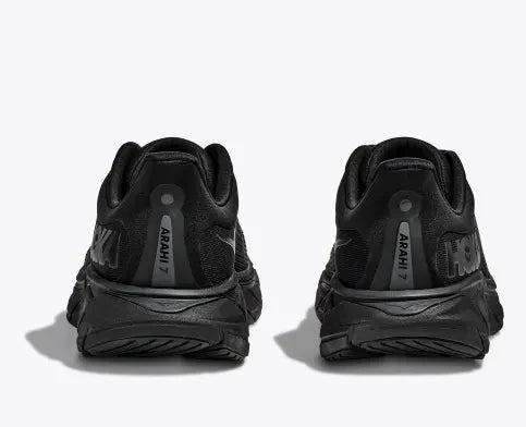 HOKA WOMENS ARAHI 7  WIDE FIT BLACK/BLACK