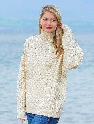 Merino Wool Turtleneck Sweater - #color_natural-white