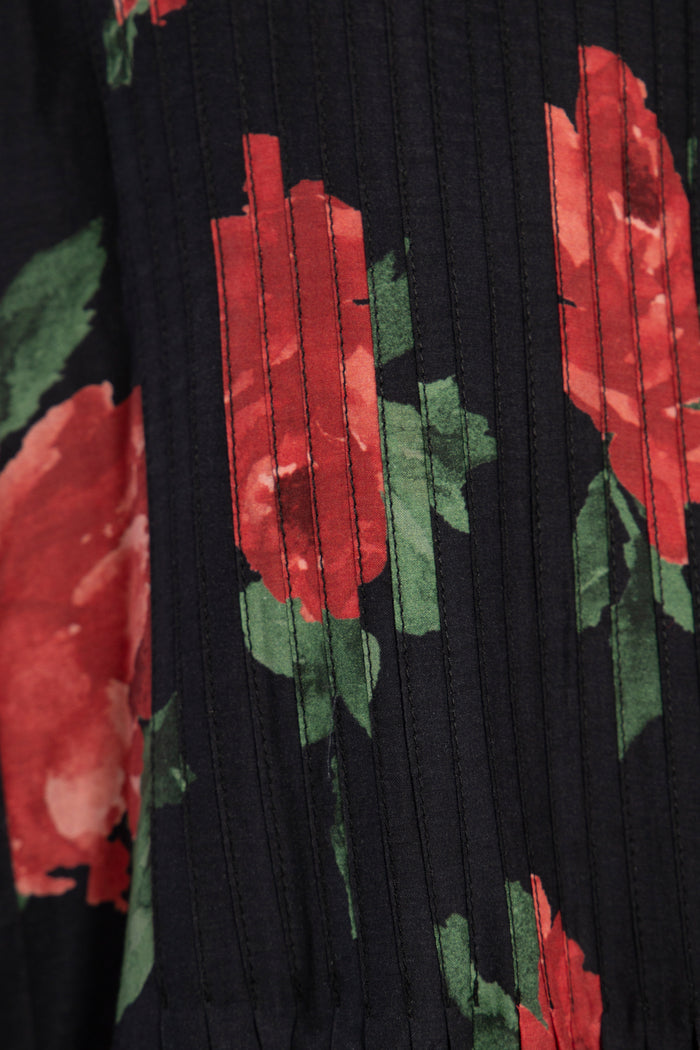 Imane Cotton Black Floral Dress