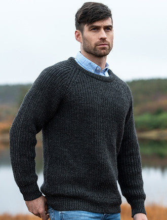 Irish Fisherman Ribbed Sweater - #color_charcoal