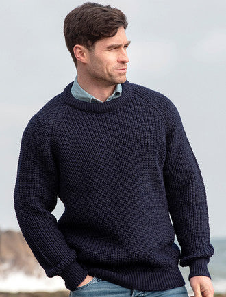 Irish Fisherman Ribbed Sweater - #color_navy