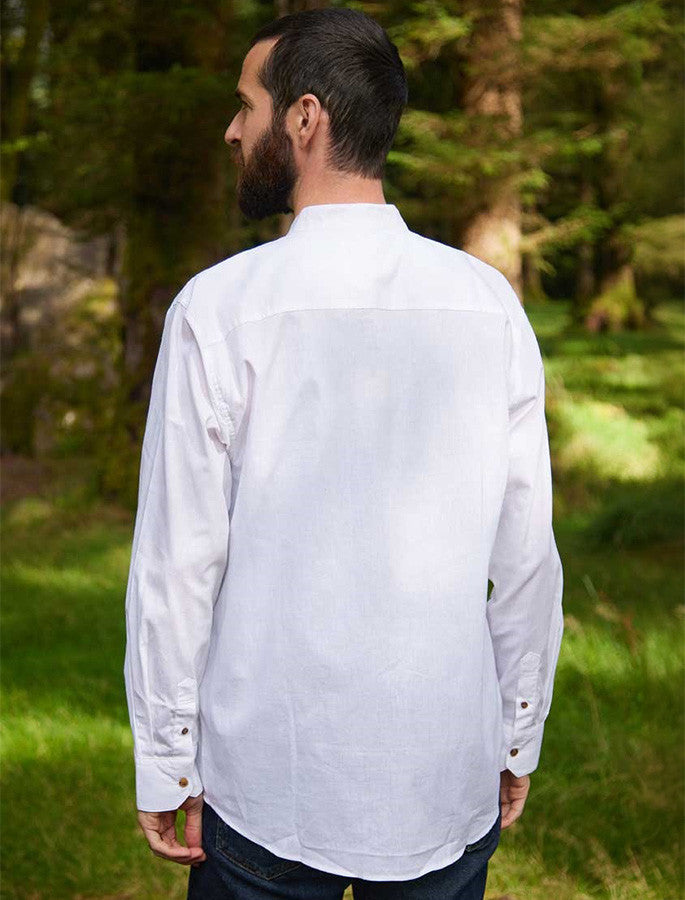 Irish Linen Grandfather Shirt - Bleach White #color_bleach-white