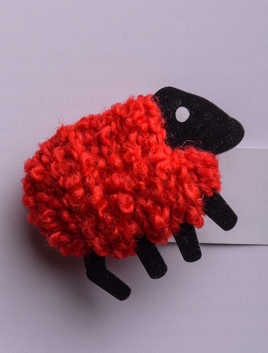 Irish Wool Sheep Fridge Magnet - #color_red
