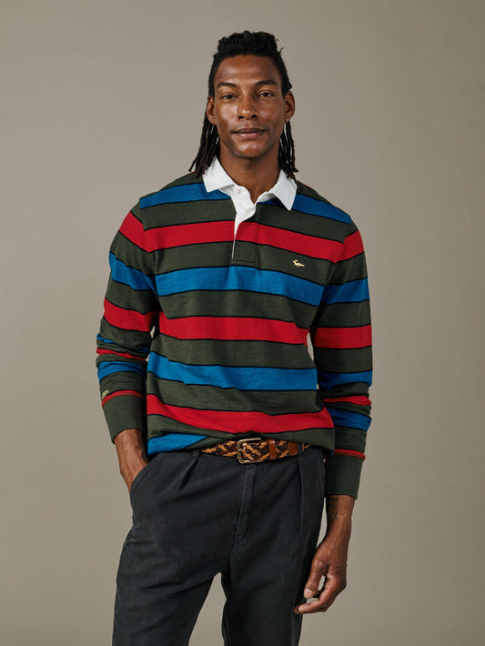 Aubin Khaki Stripe Irnham Rugby Shirt | Rugby Shirts