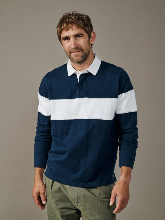 Aubin Navy/Vintage White Cut and Sew Irnham Rugby Shirt | Rugby Shirts