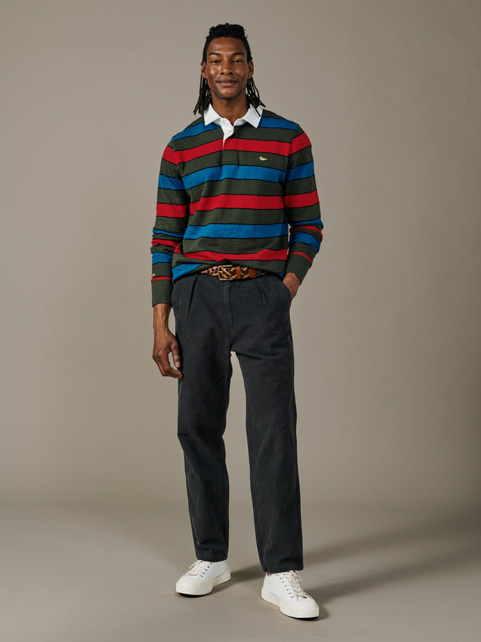 Aubin Khaki Stripe Irnham Rugby Shirt | Rugby Shirts