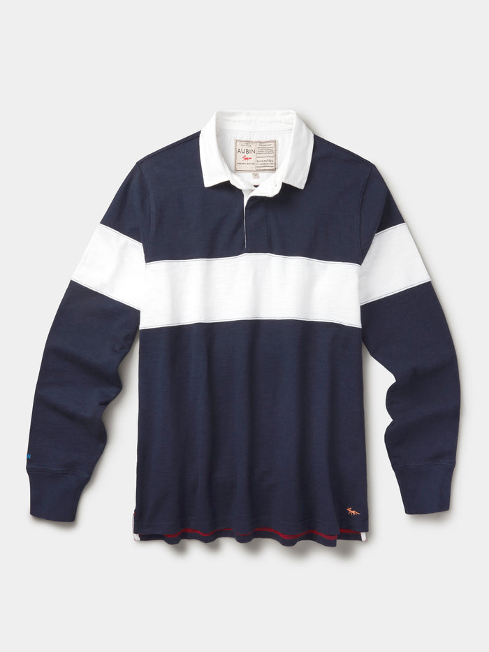 Aubin Navy/Vintage White Cut and Sew Irnham Rugby Shirt | Rugby Shirts