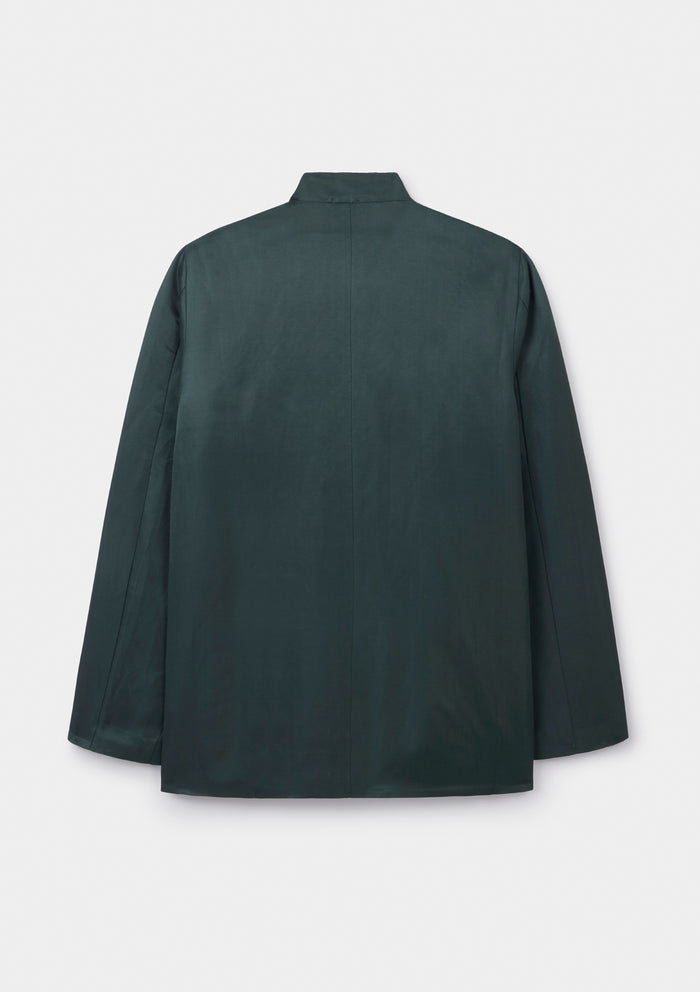 Ivy Green Silk Linen Mandarin Jacket, Mandarin Jacket - SIRPLUS