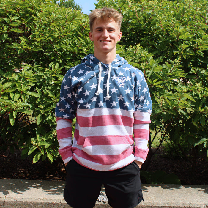 J America Peekaboo Tri Blend Hoodie RWB Stars & Stripes