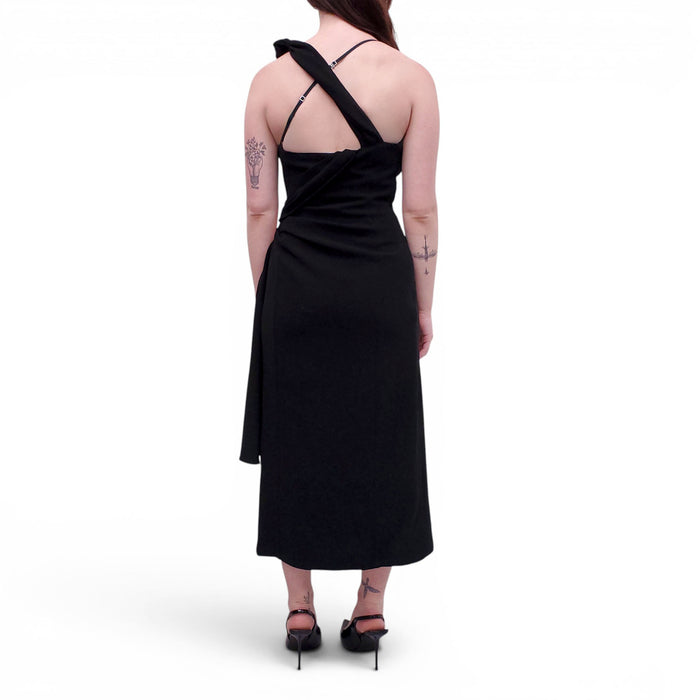 JACQUEMUS BLACK 'LE RAPHIA' RUCHED DRESS - SIZE 38