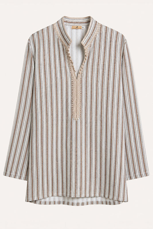 Jawad Linen Beige Striped Shirt