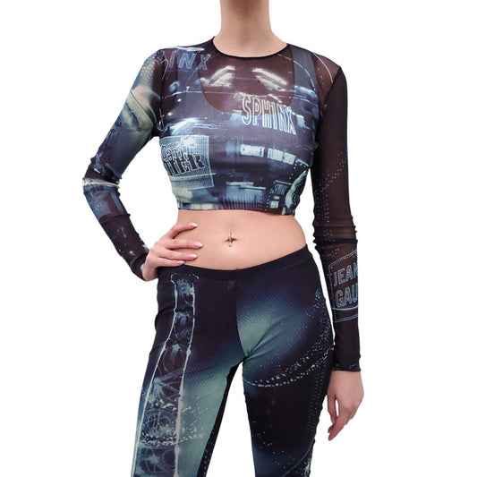 JEAN PAUL GAULTIER NEON MESH CROPPED TOP - SIZE L