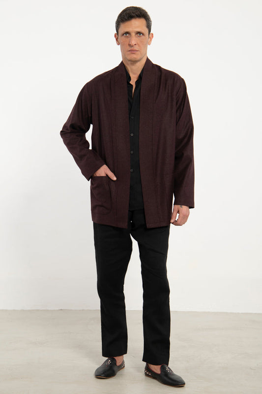 Khaled Wool & Cashmere Burgundy Jacket