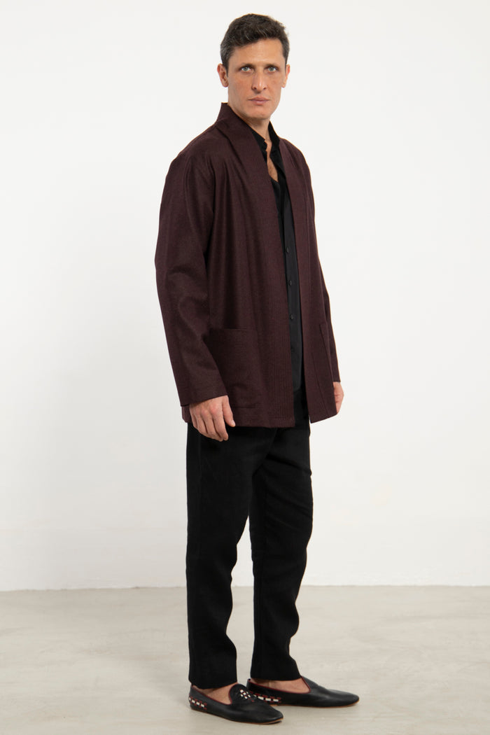 Khaled Wool & Cashmere Burgundy Jacket