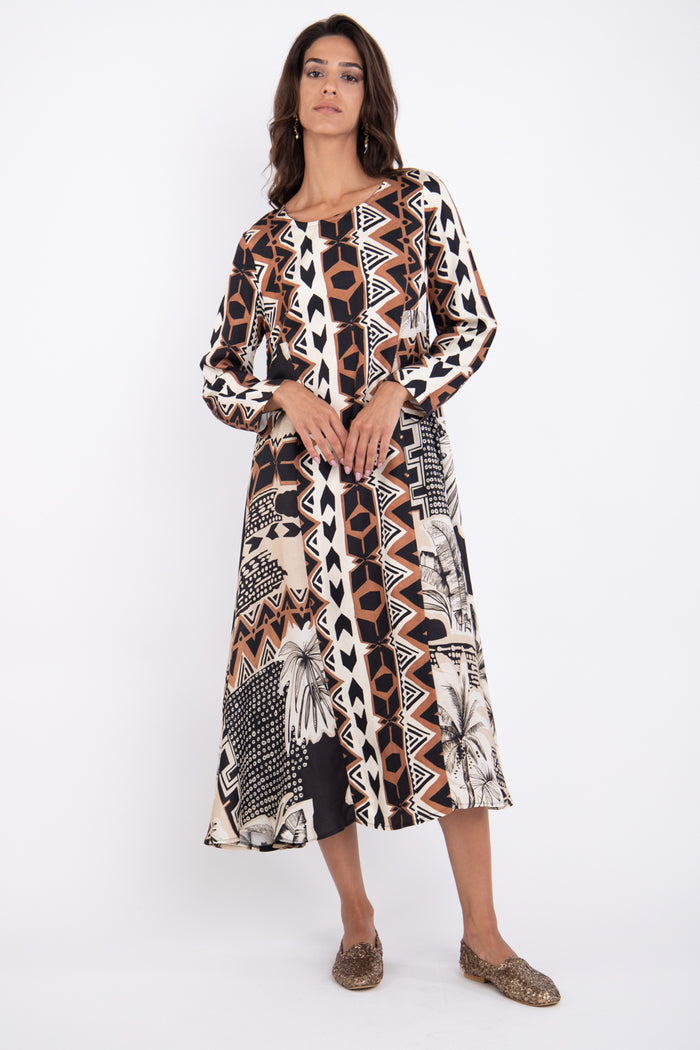 Khayal Linen Palms Printed Dress